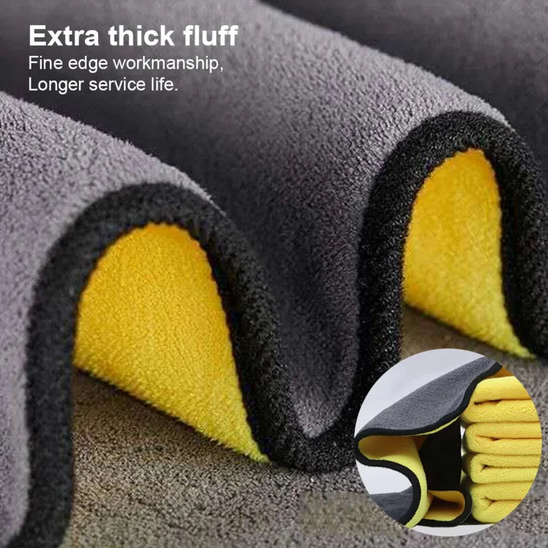 Car Wash Towels Cleaning Cloth Absorbent Dry Cloth General Purpose Microfiber Towel Thickened Yellow 30/40/60Cm