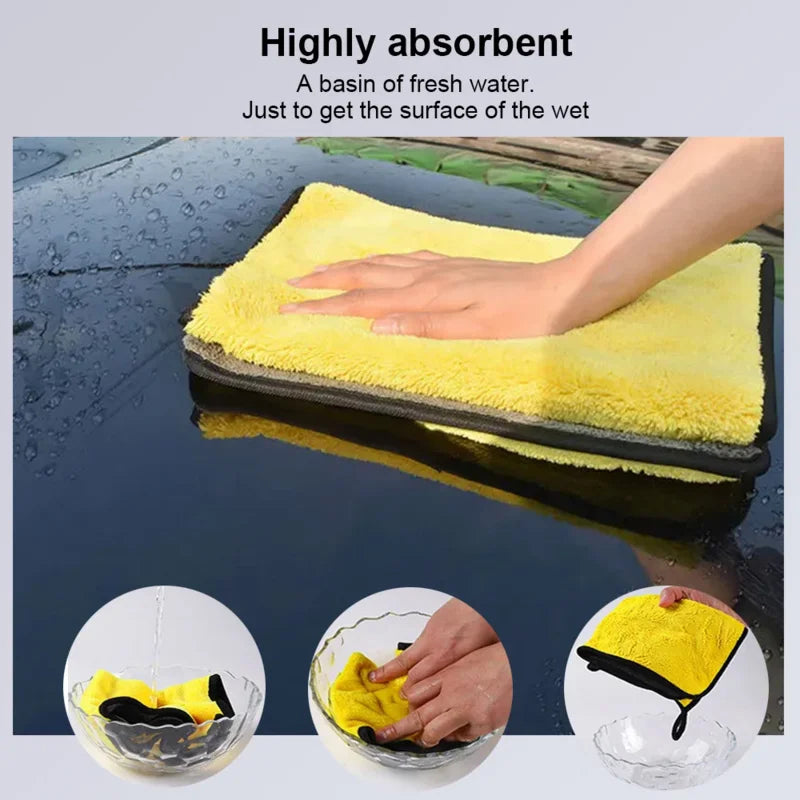 Car Wash Towels Cleaning Cloth Absorbent Dry Cloth General Purpose Microfiber Towel Thickened Yellow 30/40/60Cm