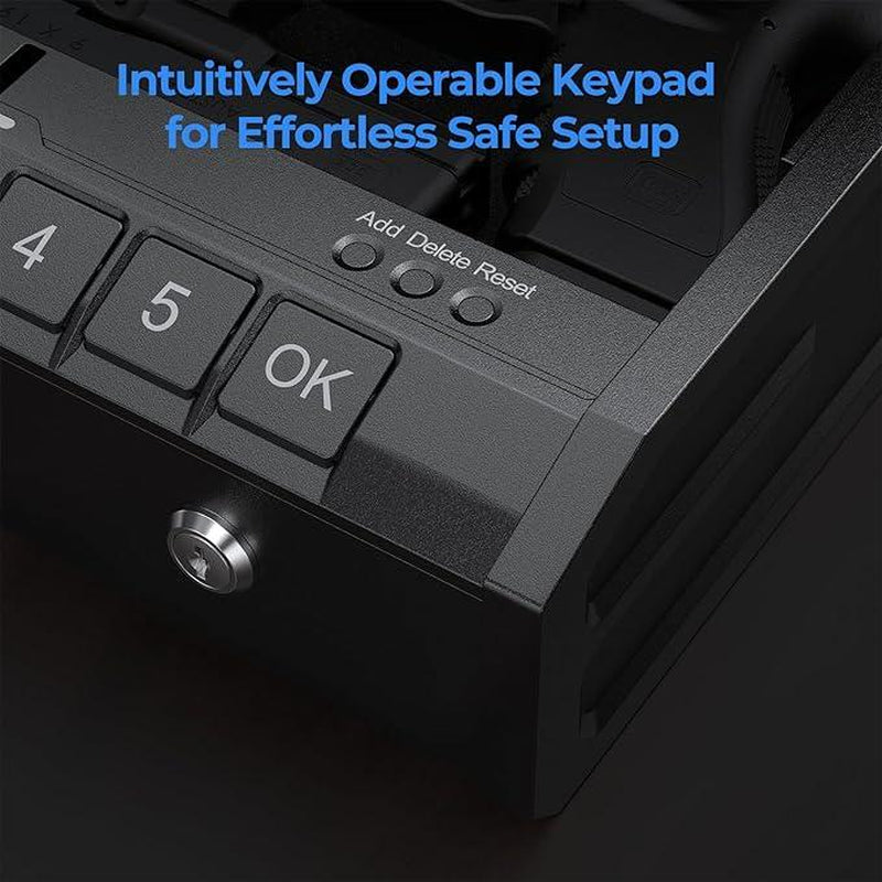 ONNAIS Iron SE Biometric G U N Safe with Fingerprint & Keypad Lock Quick Access for Home Car Nightstand Bedside Battery-Powered Dual Access System International Warranty