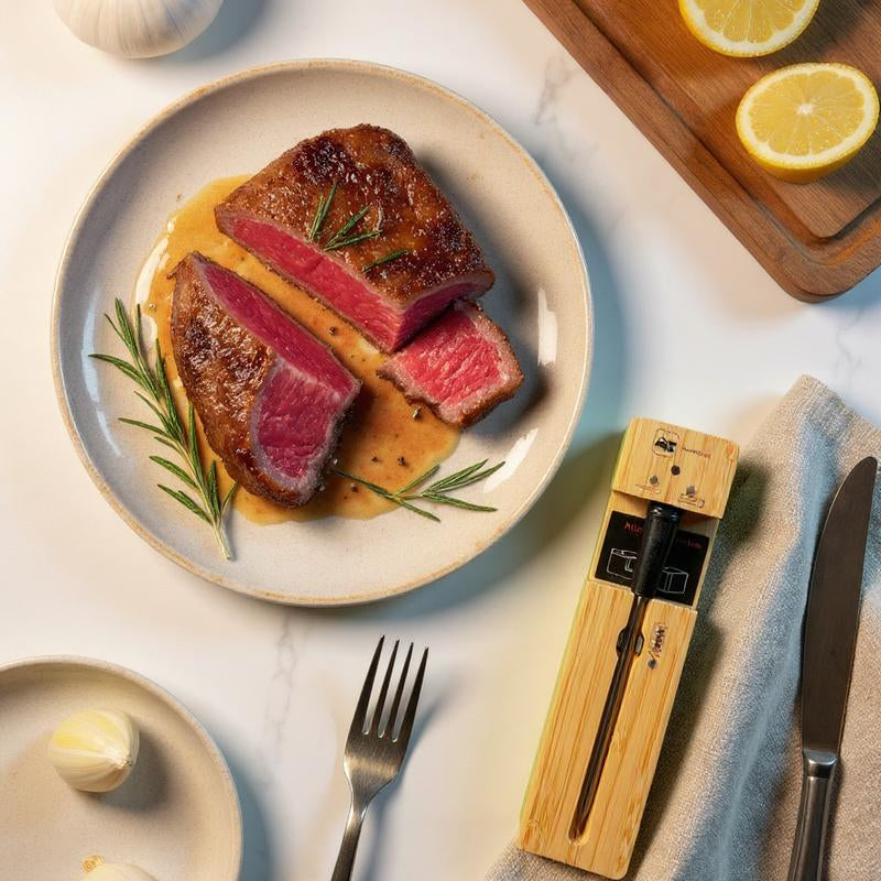 Probe plus Bluetooth Wireless Meat Thermometer Digital for BBQ Grill Oven Smoker Air Fryer Kitchen FDA Certified Food Safe Rechargeable Eco Friendly Multi-Probe Management Real Time Smartphone Monitoring High Precision Measurement Stainless Steel Probes