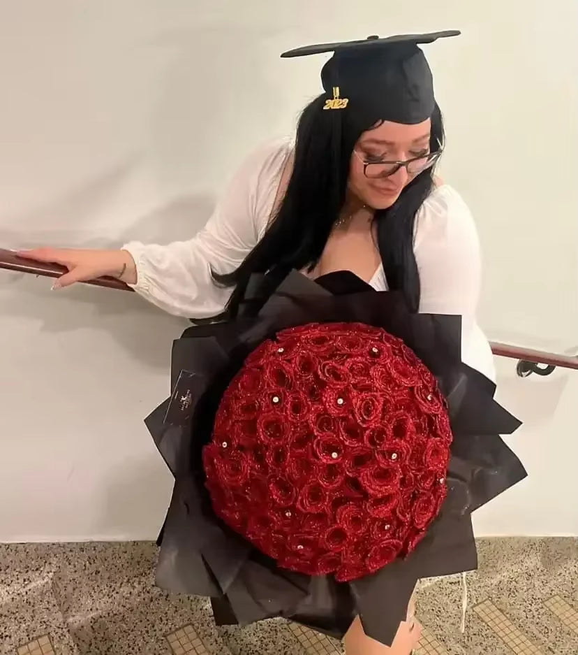 30/50 Pcs 7/6 Cm Glitter Artificial Flower Rose Mother'S/Valentine'S Day Girl Friend Wife DIY Bouquet Gifts for Wedding Birthday