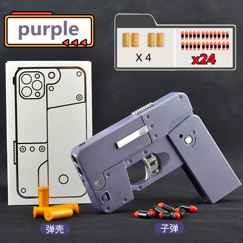 Folding Gun IC380 Toys Pistol Mobile Phone Model Bullet Soft Ammo Shelling Cool Phone 14Pro Max Gift Outdoor Game Sports Toy Gun