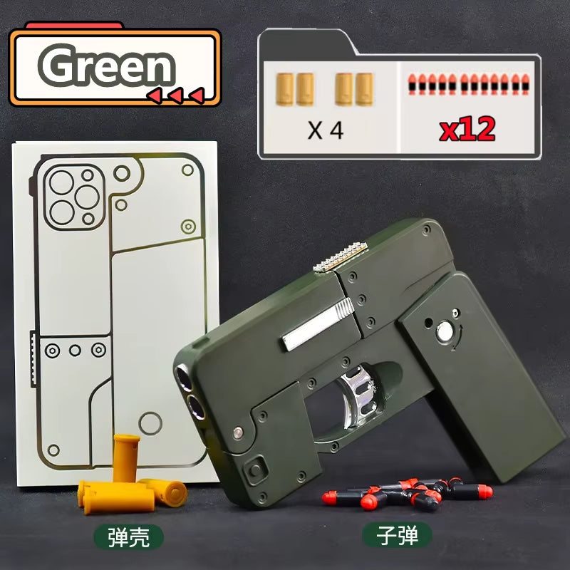 Folding Gun IC380 Toys Pistol Mobile Phone Model Bullet Soft Ammo Shelling Cool Phone 14Pro Max Gift Outdoor Game Sports Toy Gun