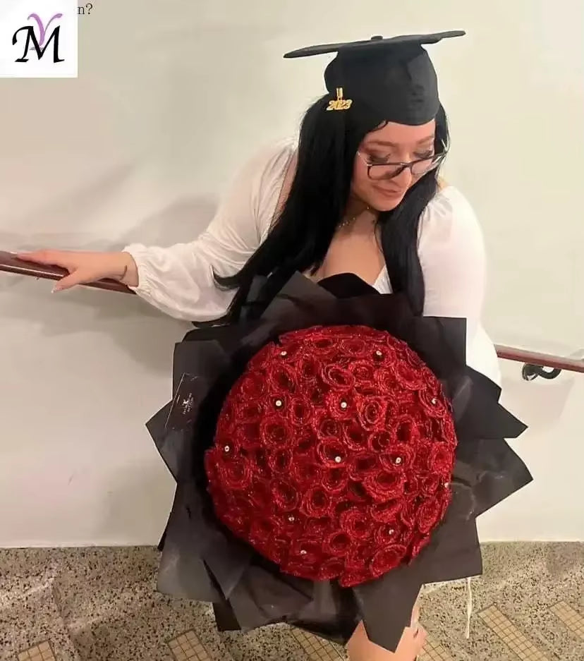 30/50 Pcs 7/6 Cm Glitter Artificial Flower Rose Mother'S/Valentine'S Day Girl Friend Wife DIY Bouquet Gifts for Wedding Birthday