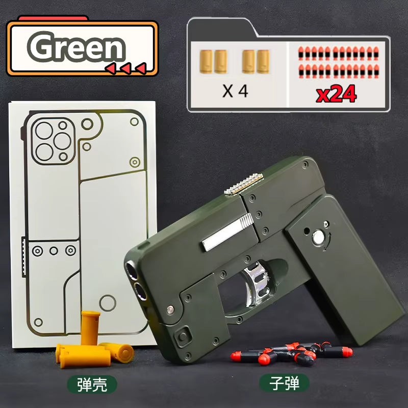 Folding Gun IC380 Toys Pistol Mobile Phone Model Bullet Soft Ammo Shelling Cool Phone 14Pro Max Gift Outdoor Game Sports Toy Gun