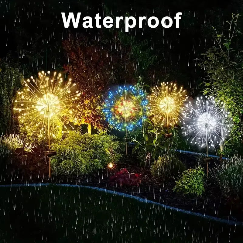 NEW 60Leds Solar Fireworks Lights Outdoor Waterproof Solar Garden Lights 8 Lighting Modes with Remote Control Decorations Light
