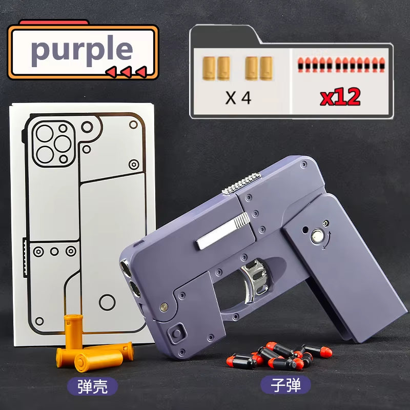 Folding Gun IC380 Toys Pistol Mobile Phone Model Bullet Soft Ammo Shelling Cool Phone 14Pro Max Gift Outdoor Game Sports Toy Gun