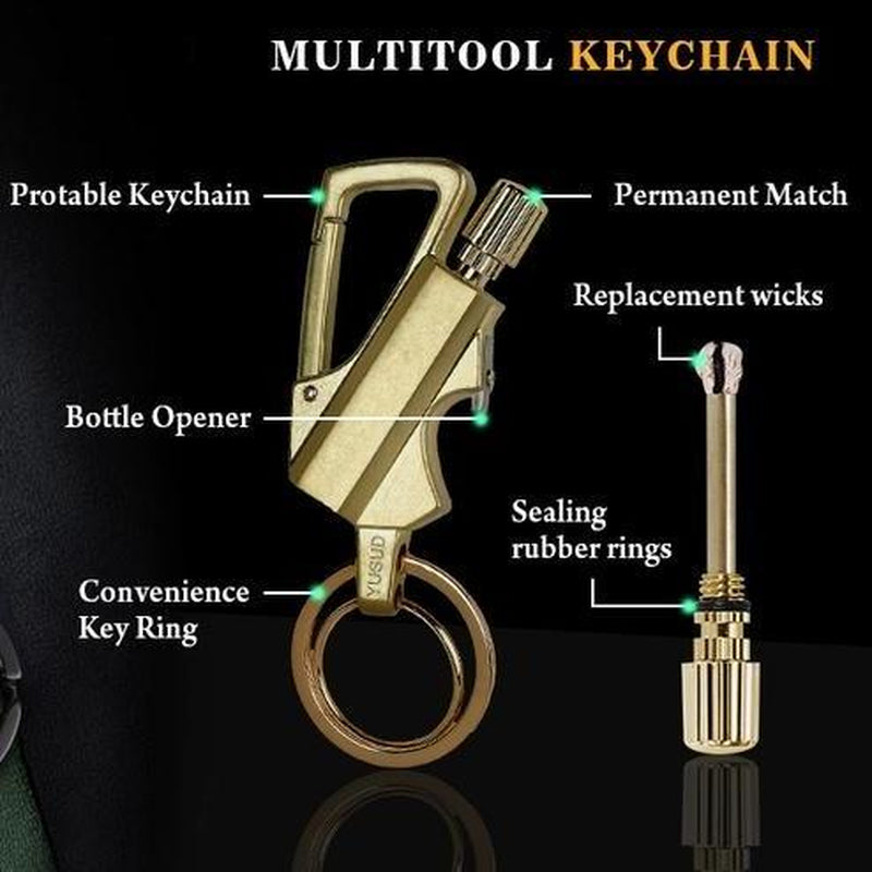 (Fuel Not Included)Reusable Waterproof Lighter with Multitool Keychain Bottle Opener Strike Anywhere Flint Fire Starter for Outdoor Survival Men'S Multi - Functional