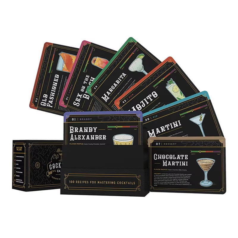 Cocktail Cards: Master Cocktails in Bartender Flashcard 100 Cocktail Recipes to Form with Step by Step Cocktail Instructions