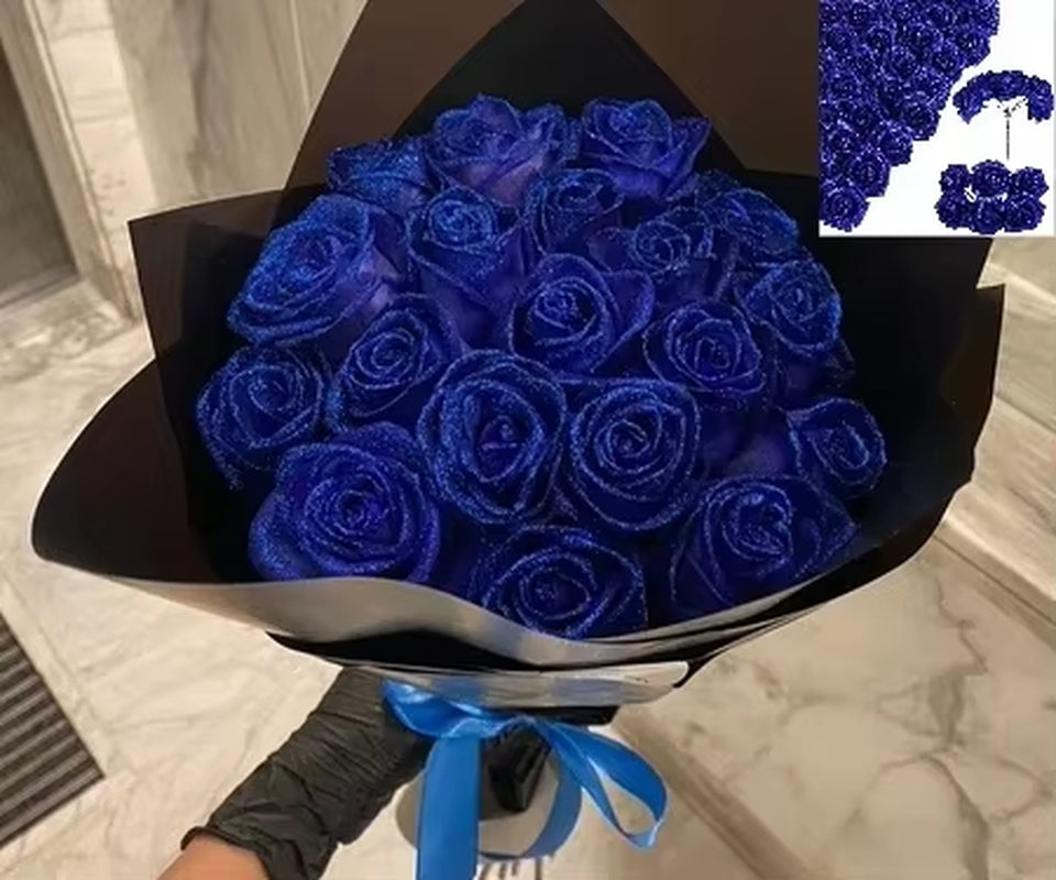 30/50 Pcs 7/6 Cm Glitter Artificial Flower Rose Mother'S/Valentine'S Day Girl Friend Wife DIY Bouquet Gifts for Wedding Birthday