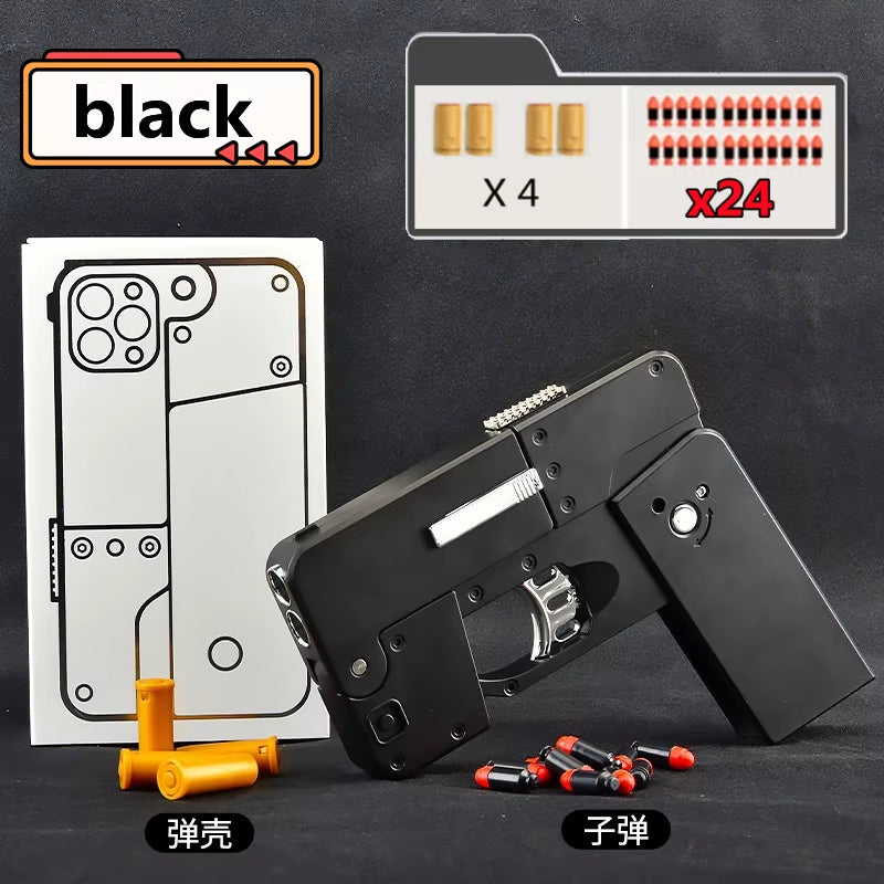 Folding Gun IC380 Toys Pistol Mobile Phone Model Bullet Soft Ammo Shelling Cool Phone 14Pro Max Gift Outdoor Game Sports Toy Gun