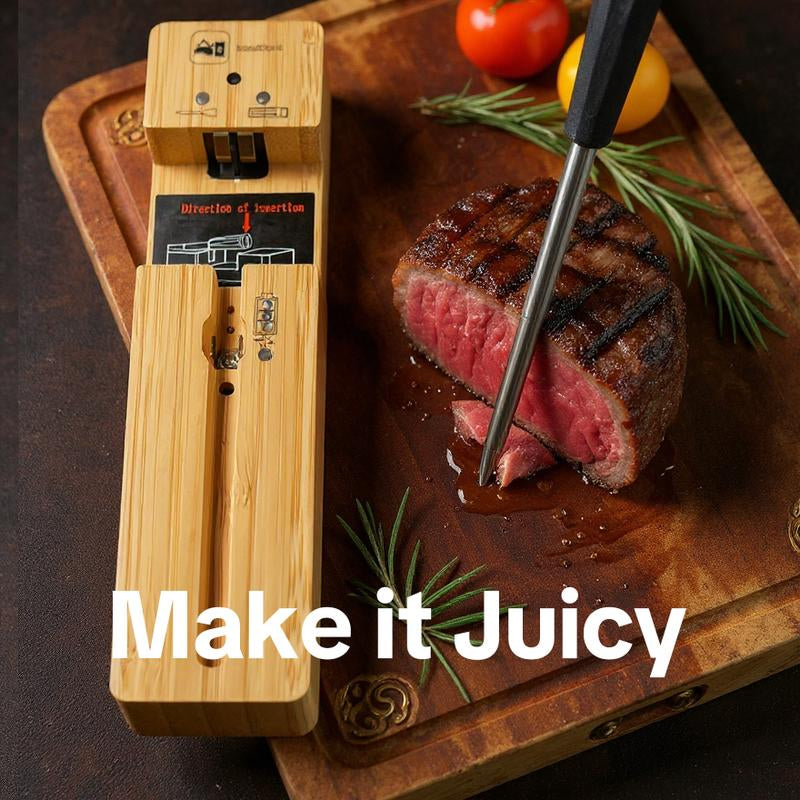 Probe plus Bluetooth Wireless Meat Thermometer Digital for BBQ Grill Oven Smoker Air Fryer Kitchen FDA Certified Food Safe Rechargeable Eco Friendly Multi-Probe Management Real Time Smartphone Monitoring High Precision Measurement Stainless Steel Probes