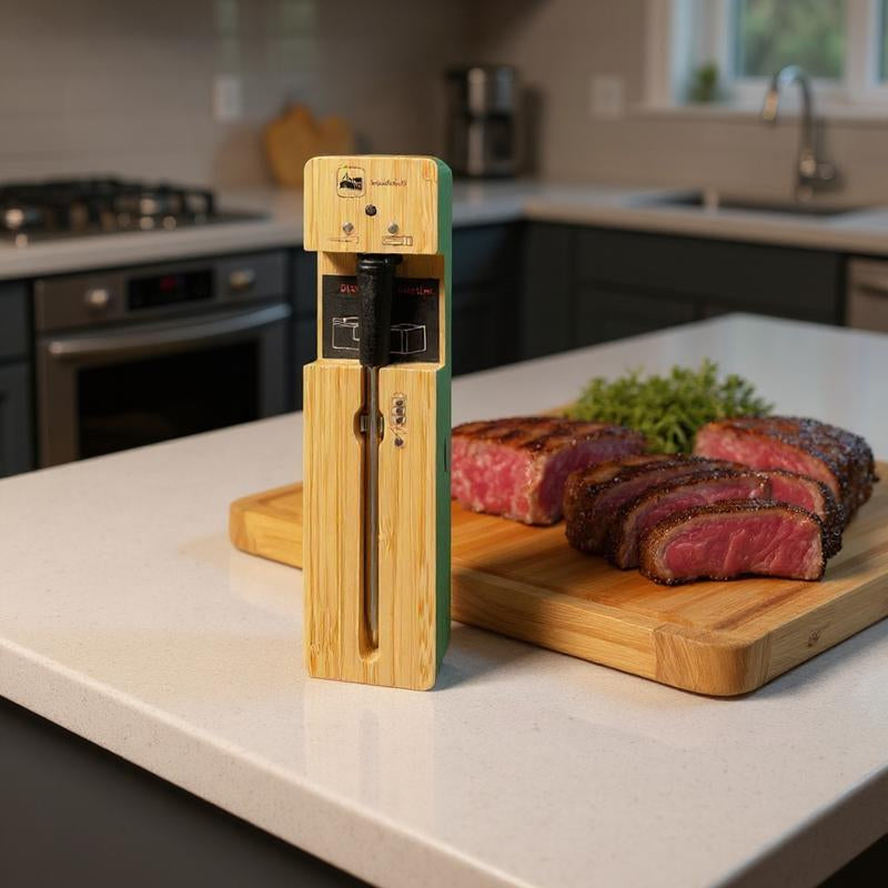 Probe plus Bluetooth Wireless Meat Thermometer Digital for BBQ Grill Oven Smoker Air Fryer Kitchen FDA Certified Food Safe Rechargeable Eco Friendly Multi-Probe Management Real Time Smartphone Monitoring High Precision Measurement Stainless Steel Probes