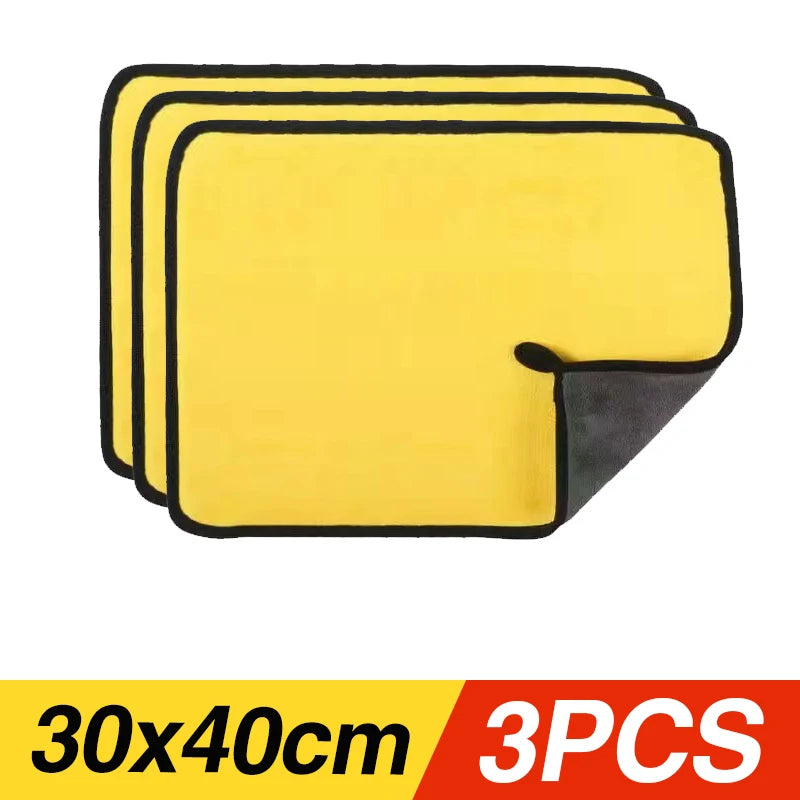 Car Wash Towels Cleaning Cloth Absorbent Dry Cloth General Purpose Microfiber Towel Thickened Yellow 30/40/60Cm