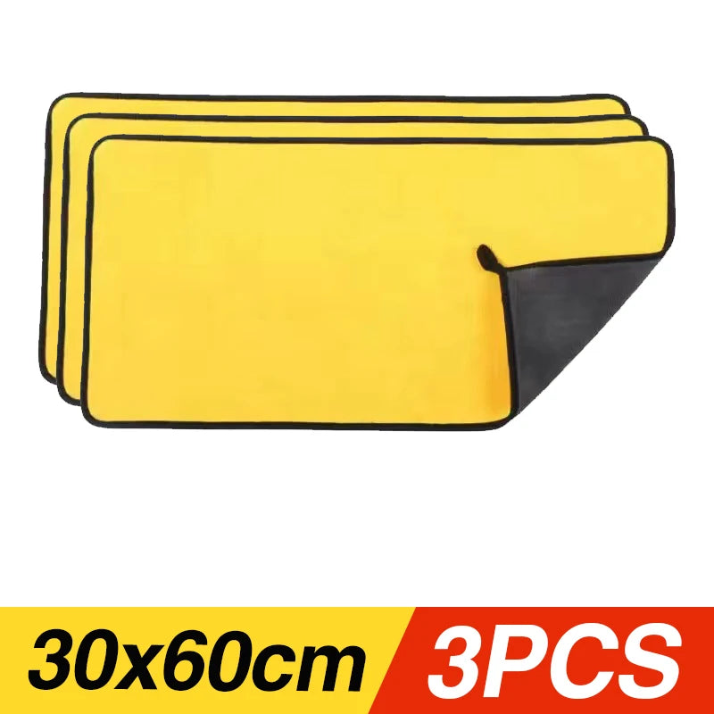 Car Wash Towels Cleaning Cloth Absorbent Dry Cloth General Purpose Microfiber Towel Thickened Yellow 30/40/60Cm