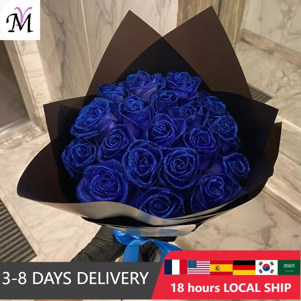 30/50 Pcs 7/6 Cm Glitter Artificial Flower Rose Mother'S/Valentine'S Day Girl Friend Wife DIY Bouquet Gifts for Wedding Birthday