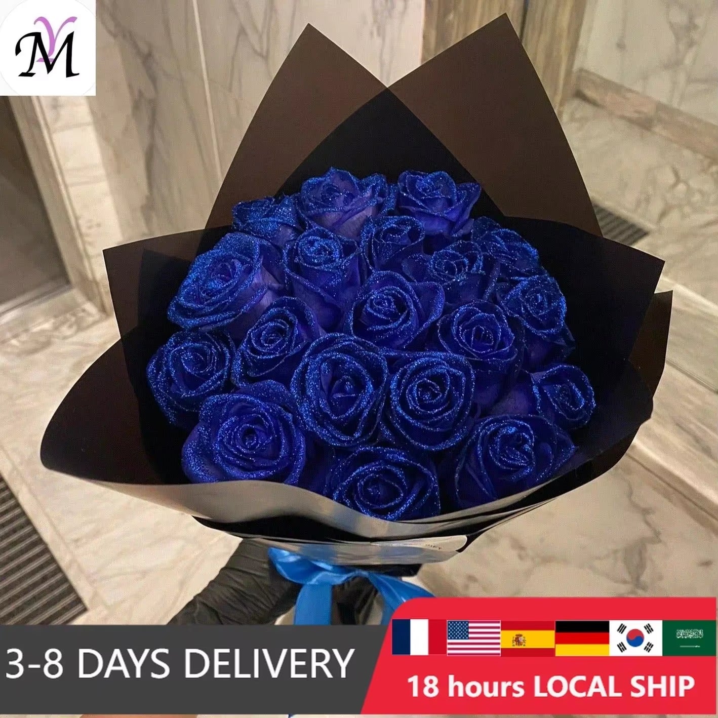 30/50 Pcs 7/6 Cm Glitter Artificial Flower Rose Mother'S/Valentine'S Day Girl Friend Wife DIY Bouquet Gifts for Wedding Birthday