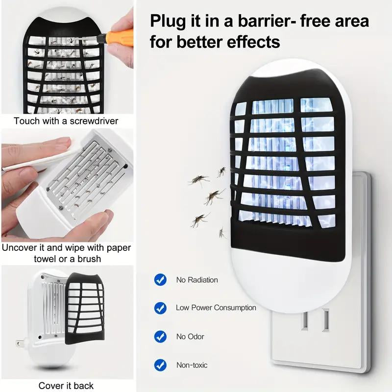 Bug Zapper Indoor Electric Mosquito Killer Lamp with UV LED Light Fly Insects Trap for Home Entryway Balcony Patio Compact Chemical Free Plug Powered US Plug