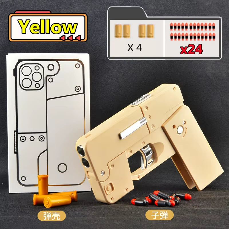 Folding Gun IC380 Toys Pistol Mobile Phone Model Bullet Soft Ammo Shelling Cool Phone 14Pro Max Gift Outdoor Game Sports Toy Gun