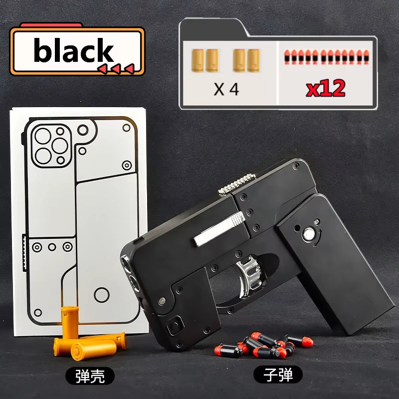 Folding Gun IC380 Toys Pistol Mobile Phone Model Bullet Soft Ammo Shelling Cool Phone 14Pro Max Gift Outdoor Game Sports Toy Gun