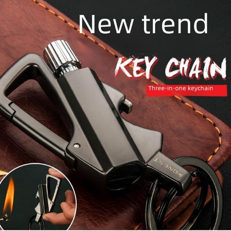 (Fuel Not Included)Reusable Waterproof Lighter with Multitool Keychain Bottle Opener Strike Anywhere Flint Fire Starter for Outdoor Survival Men'S Multi - Functional