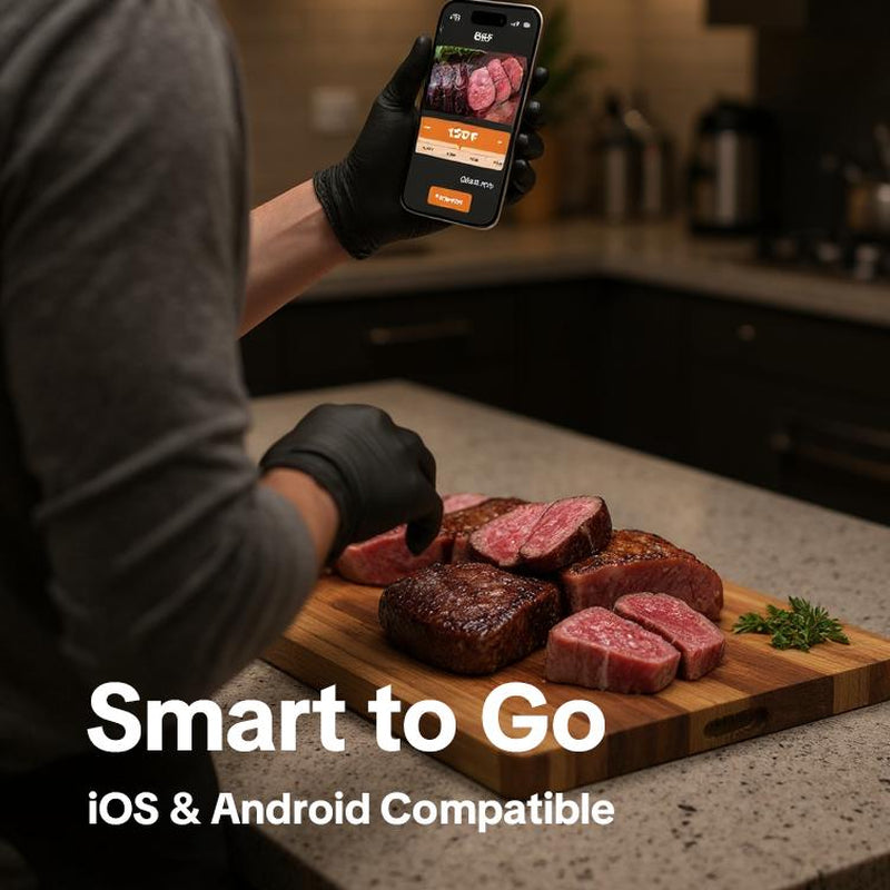 Probe plus Bluetooth Wireless Meat Thermometer Digital for BBQ Grill Oven Smoker Air Fryer Kitchen FDA Certified Food Safe Rechargeable Eco Friendly Multi-Probe Management Real Time Smartphone Monitoring High Precision Measurement Stainless Steel Probes